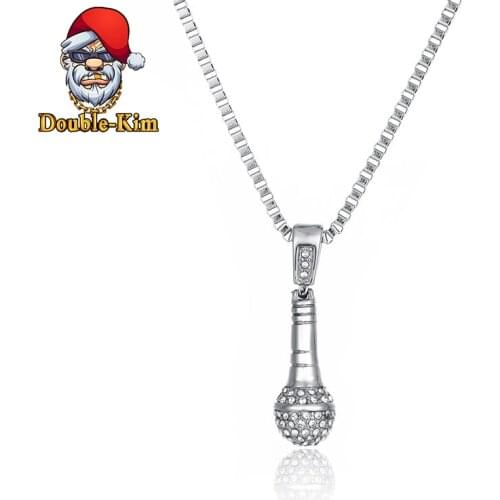 The Microphone Men Necklace Hip-Hop RAP Titanium Stainless Steel Material Classic Chain Necklace Fashion Trendy Men Jewelry