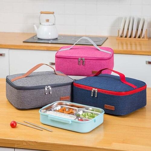High Quality Small Lunch Box Portable Bag Simple Flat Rectangle Cooler Thermal Meal Contianer Insulated Tote for Women Men Kids