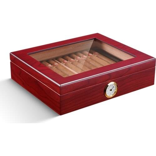 Portable Spain Cedar Cigar Case Wood Travel Cigar Humidor Set with Humidifier and Hygrometer Brown Storage Box CA-0121