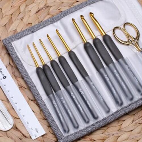 11pcs Japan TULIP ETIMO Aluminium Crochet Hook needles Resin Handle Knitting Yarn 2/2.2/2.5/3/3.5/4/4.5/5.0/5.5/6/6.5 mm GIft