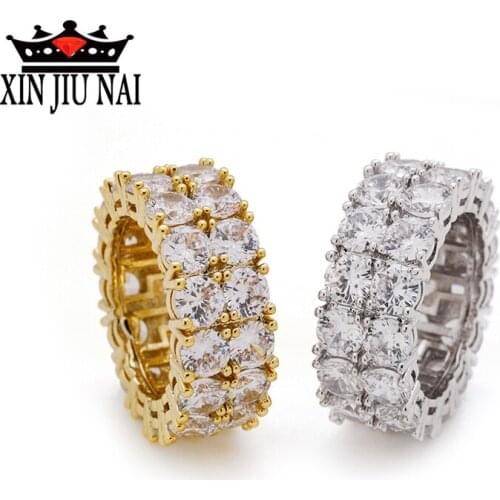 Luxury Mens Punk Womens 18 K Golden Rhode Ring Anel Wedding Ring Fashion Jewelry Party with High Quality AAA Zircon Party CZ