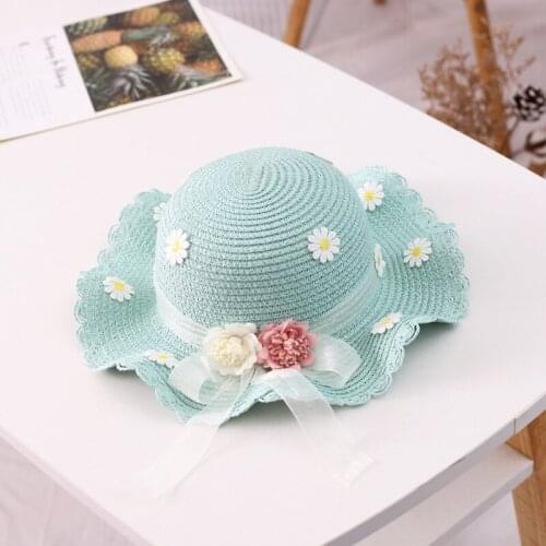 Cute hats Childrens straw hat summer flower knit hat girl sun protection sun hat big brim knit hat sunhat 2020