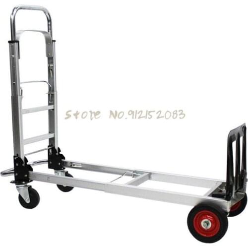 Folding Portable Flatbed Truck Four-wheeled Load Trolley Truck Home Shopping Grocery Cart Luggage Trolley