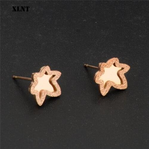 XLNT 2019 Fashion Stainless Steel Jewelry Maple Leaves Stud Earrings For Women Jewelry