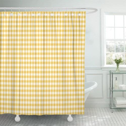 Shower Curtain Colorful Plaid Dark Yellow Gingham Pattern Orange Checkered Abstract Waterproof Polyester Fabric 72 x 72 inches