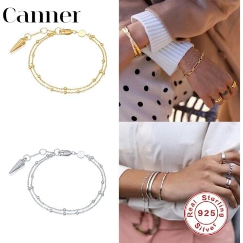 Canner 100% Real 925 Sterling Silver Bracelet For Women Charm Chain Bracelet Silver 925 Jewelry Bijoux Pulsera mujer W5