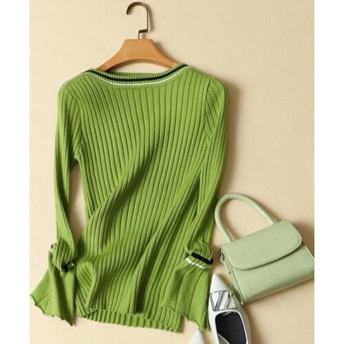 Autumn 2021 New Women Sweater And Pullovers Solid Knitted Office Lady Elegant Pulls Fashion Outwear Tops