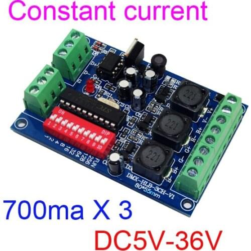 10 pieces free shipping constant current 3 channel 700MA DMX512 RGB controller 3CH DMX decoder DC5-36V input each channel 700MA