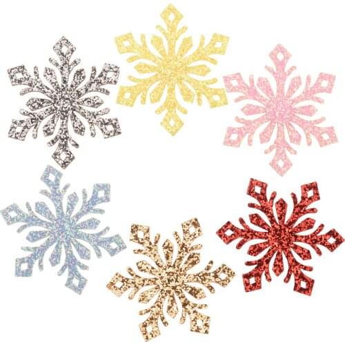 36PCS 1.8inch Glitter Snowflake Supplies Christmas Hair Accessories for Baby Girls Hair Bow Center Making Headwrap Accessories