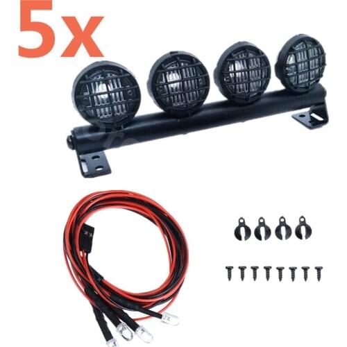 5Pieces RC Cars 4 LED Multi Function Ultra LED Light Bar Lamp 5 Modes Aluminum 1/10 1/8 Rock Crawler Axial Tamiya D90 SXC10