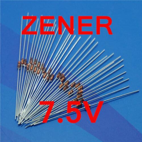 500 pcs/lot ) 7.5V 1/2W Zener Diode, 0.5 Watt, DO-35 Package