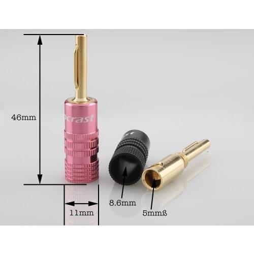 24K Gold plated Hot New Speaker cable Banana Plugs Connectors