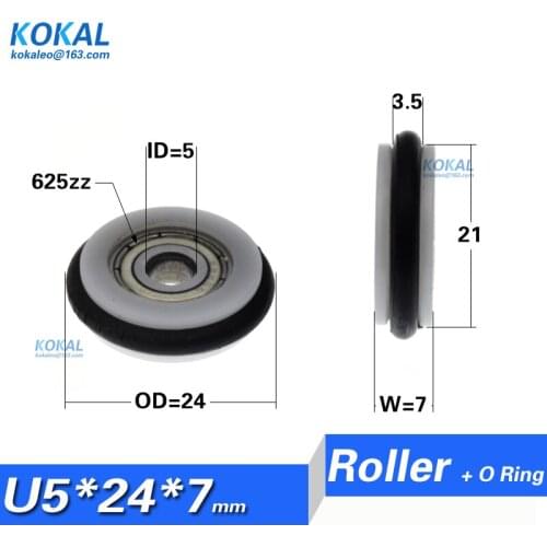 Free Shipping 10PCS low noise rubber wheel roller with 5*24*7 rubber door wheel window roller