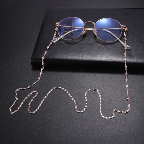 Chic Glasses Chain Women Girls Clear Zircon Rose Gold Color Anti-slip Reading Eyeglass Cord Rope Strap Sunglasses Chains Lanyard
