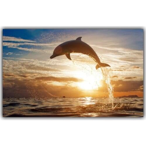 Dolphin Diving Art Wall Decoration Canvas Painting Poster Print Picture Living Room Home Poster Decoration Wallpaper