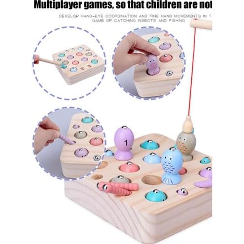 Baby Magnetic Toys Wooden Educational Fishing Game for Children Early Educational Parent-child Interactive Toy