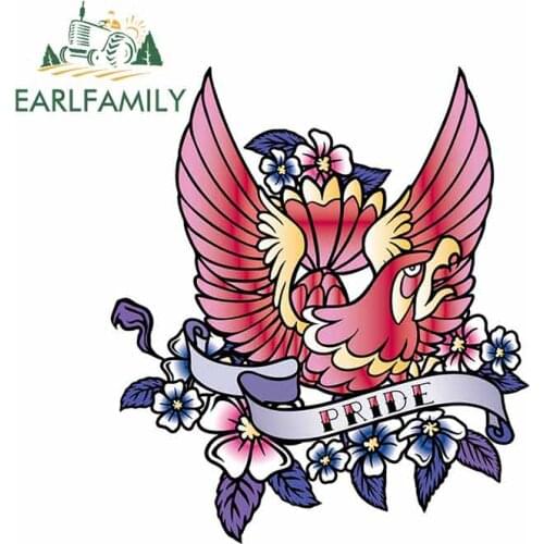 EARLFAMILY 13cm x 11.3cm For Eagle Flower Tattoo Fine Decal Creative Car Stickers Refrigerator Surfboard Car Door Protector