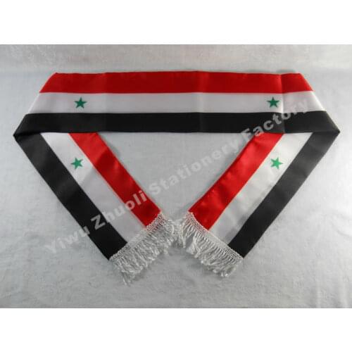 Factory Supply Stock Scarf Printing Satin Syria Flag Scarf 120X12CM Scarves Free Shipping