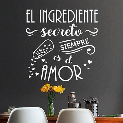 Spanish The Secret Ingredient Is Always Love Quote Wall Sticker Kitchen Kids Room Family Secret Love Heart Quote Wall Decal M333
