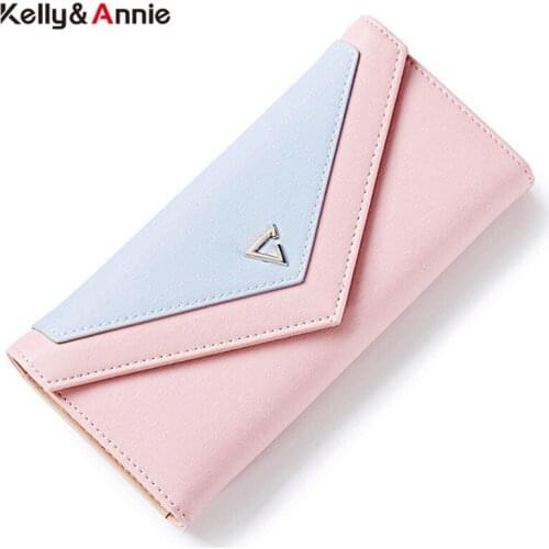 Hot Contrast Envelope Wallet Women Brand Designer Female Wallets Card Holder Phone Coin Pocket Ladies Purse High Quality Clutch