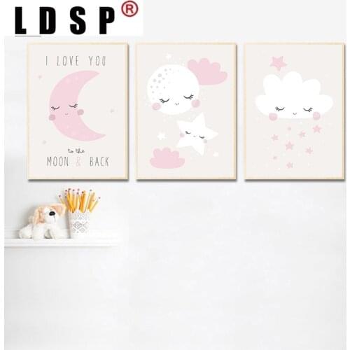 LDSP Nordic Moon Cloud Rainbow Heart Cute Canvas Painting Wall Art Print Poster Picture Modern Kid Baby Bedroom Home Decor