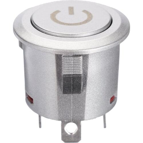 Mayitr 12V Red LED Autolock Power Button Push Button ON/Off Switch Latching 1NO 1NC Metal Push Button Switch with Power Symbol