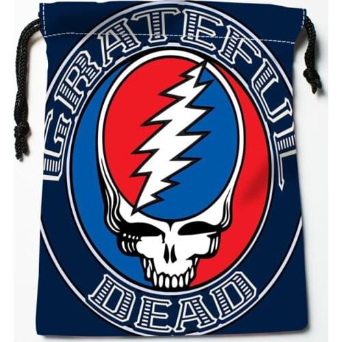 Grateful Dead Drawstring Bags HD Print 18X22CM New Arrival Soft Satin Fabric Resuable Storage Clothes Bag Shoes Bags 12.2