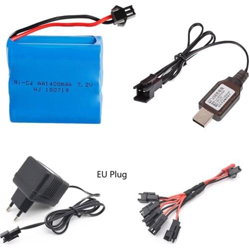 Ni-CD Battery 7.2v 1400mah and USB Charger For Rc toys Cars Tanks Train Robots Boats Gun AA 7.2v Battery Pack SM Plug toys parts