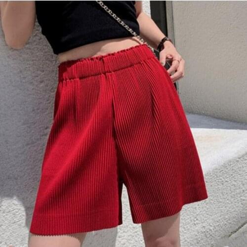 2021 New Summer High Waist Shorts Womens Loose Wide Leg Shorts plus size M-7XL Casual Pleat Chiffon Shorts Lungewear Hotpants