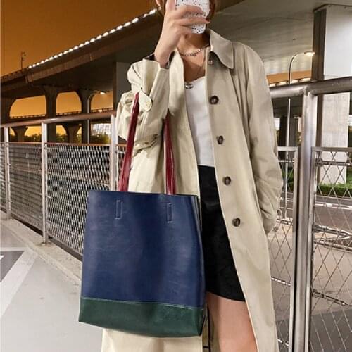 Women novelty winter pu leather blue brown black burgundy tote handbag for female daily casual large capacity shoulder bag