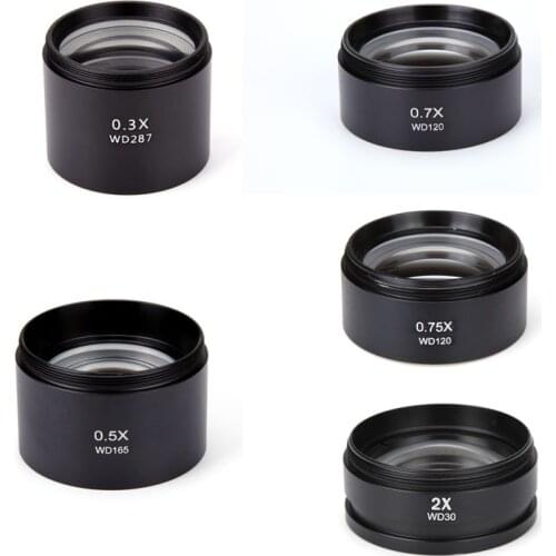 High Quality 0.3X 0.5X 0.7X 0.75X 1X 1.5X 2X Barlow Lens Stereo Microscope Lens Accessories Auxiliary Objective Lens 48mm Thread