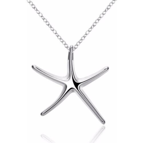 Plated Silver Fashion Jewelry Pendant Necklace, Plated Silver Necklace Sea Star Pendant Necklace KDP027 rbup nxlq