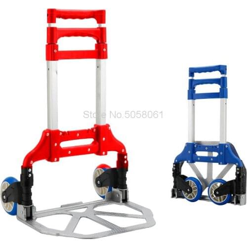 Aluminum Alloy Pull-rod Truck Portable Folding Luggage Truck Small Trailer, Hand-pulled Cart, Shopping Cart, Double-wheeled Cart