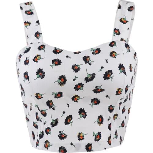 Sexy Women Vintage Padded Camisole Built-in Bra Crop Top Bralette Lingerie Elastic Shirt Vest Camisole