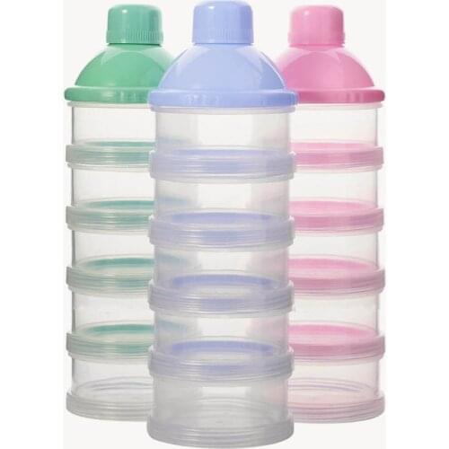 Colorful Milk Powder Box 5 Cells Grid Milk Dispenser Scale Bottle Baby Infant Feeding Storage Box Milk Powder Separation Box