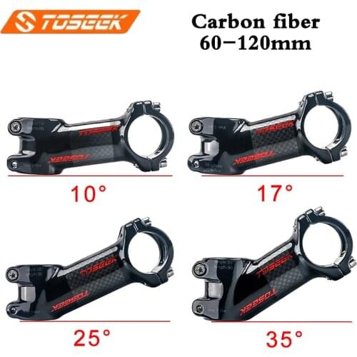 TOSEEK Carbon Fiber Stem 31.8mm Handlebar Stems Glossy Mountain Bike 60/70/80/90/100/110/120mm Ultralight stems Bicycle Parts