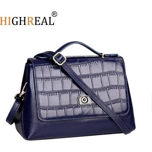 Genuine Leather Cross body Bags Women Vintage Cow Leathe Womans Handbag for Girl Ladies Solid Casual Messenge Bag