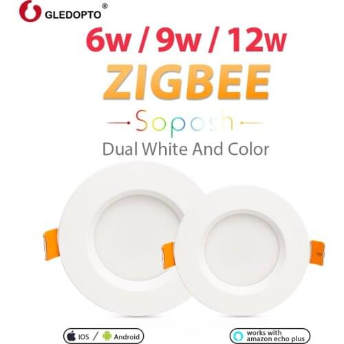 ZIGBEE Smart Home 6W/9W/12W LED Downlight Work with Alexa Echo Plus SmartThings Lights 2700~6500K Warm White Cold White