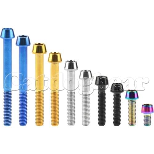 Titanium Ti M6x 10 16 18 20 25 30 35 40 45 50 55 60 65mm Taper Head Bolt Allen Key Screw for Bicycle Headset Brake