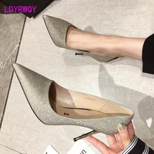 High heels 2021 autumn all-match black professional French girl temperament sexy net red stiletto single shoes women