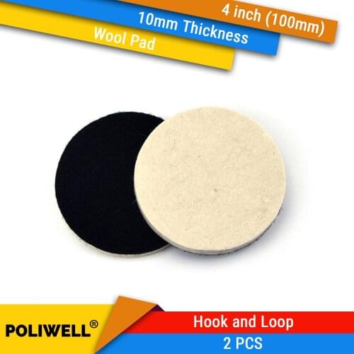 Wool Polishing Pad 2Pcs 4 Inch 100mm Deep Scratch Remover Felt Wheel Hook&Loop Buffering Pad Grinding Cleaning Tools Accessories