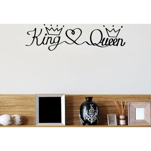 WJWY Romantic King Queen Phrase Wall Sticker Vinyl Bedroom Art Murals Baby Room Wall Decoration Home Decor