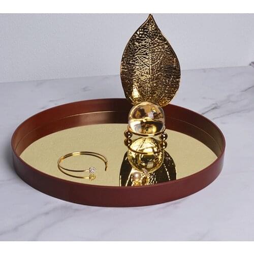 Mirror Tray Cosmetic Container Jewelry Organizer Case Lipstick Necklace Desktop Bathroom Storage Bathroom Desktop Plate Tray