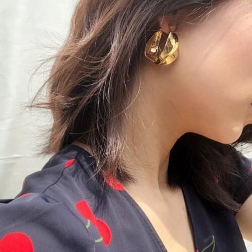 Brass With 18k Big Size Twist Statement Drop Earrings Women Jewelry Party T Show Gown Runway Rare Korean Japan Trendy