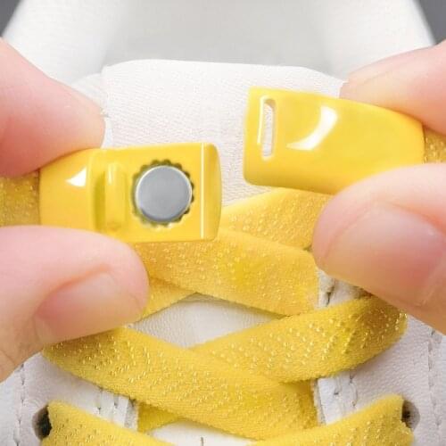 1pair No Tie Shoelace Elastic laces Magnetic Metal Lock Quick wear in Flat Suitable for all Shoe Lazy shoelaces Shoe Accessories