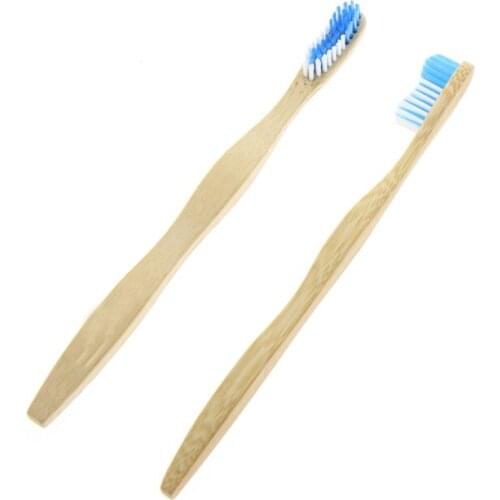 2Pcs/set Flat Handle Environmentally Eco Friendly Travel Home Hotel Manual Adult Tooth Brush Bamboo Toothbrush For Women Men