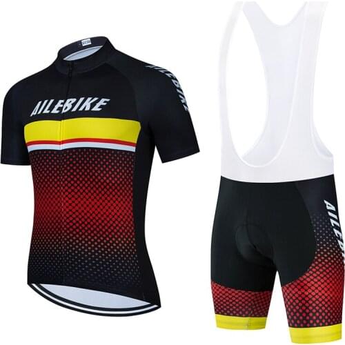2021AILEBIKE Cycling Jersey Set Breathable Pro Team Bicycle Jersey Cycling Clothing Bib Shorts Suits Bike Wear Jersey Triathlon
