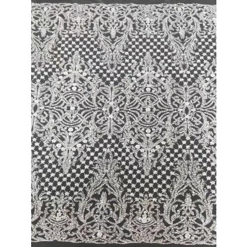 5yards/pc) High grade white African wedding tulle lace gorgeous tube beads and sequins embroidered French net lace FAX015