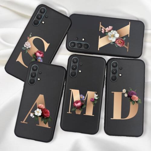 Alphabet Letter Case For Samsung Galaxy A32 Case Cover Silicone Matte For Samsung A32 4G 2021 Cover Flower A 32 5G A32