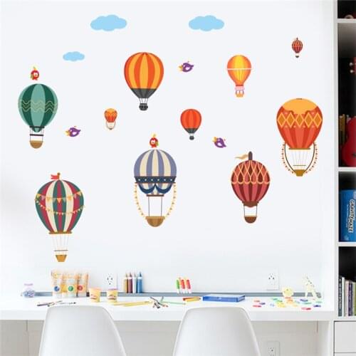 Colourful Hot Air Balloon Pattern Wall Stickers For Kids Room Home Decoration Diy Wall Mural Art Pvc Decals